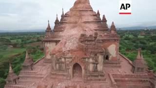 Still from Myanmar - Drone films monuments damaged by quake | Editor's Pick | 26 August 16