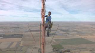Still from Spectacular Drone Footage Of A TV Tower Repairman